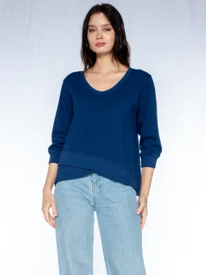 Mock Hem Open Neck Sweatshirt