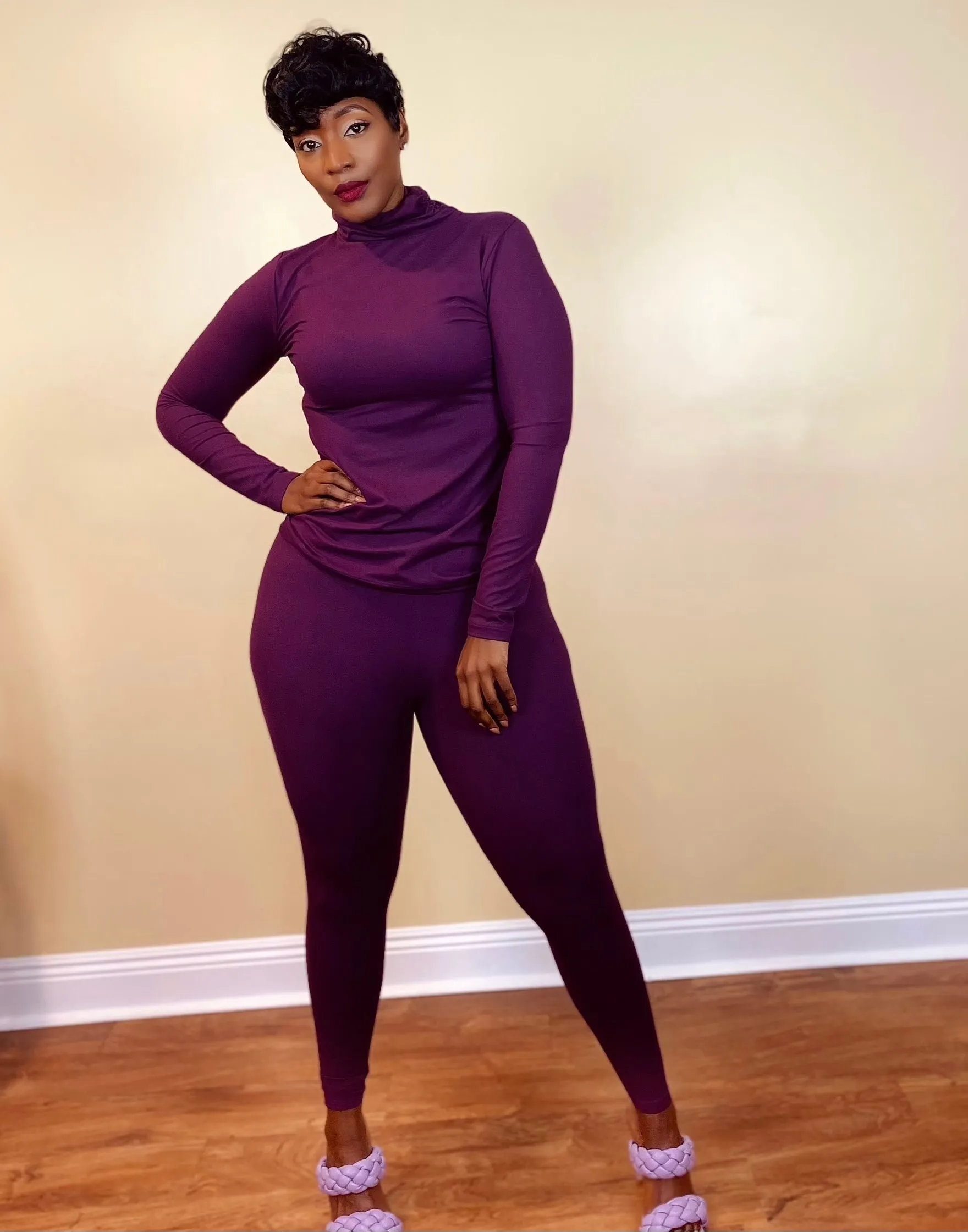 MOCK NECK SET (DARK PLUM)