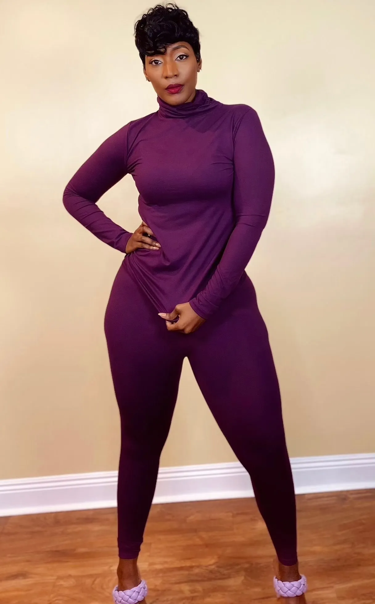 MOCK NECK SET (DARK PLUM)