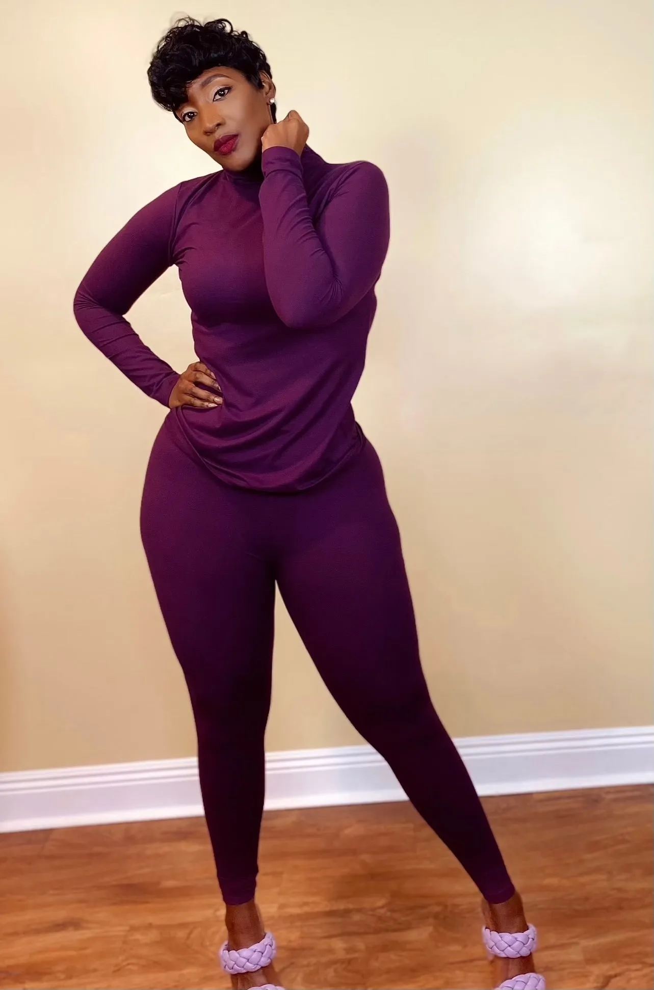 MOCK NECK SET (DARK PLUM)