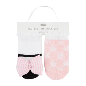 Mud Pie Bow Rattle Toe Sock Set