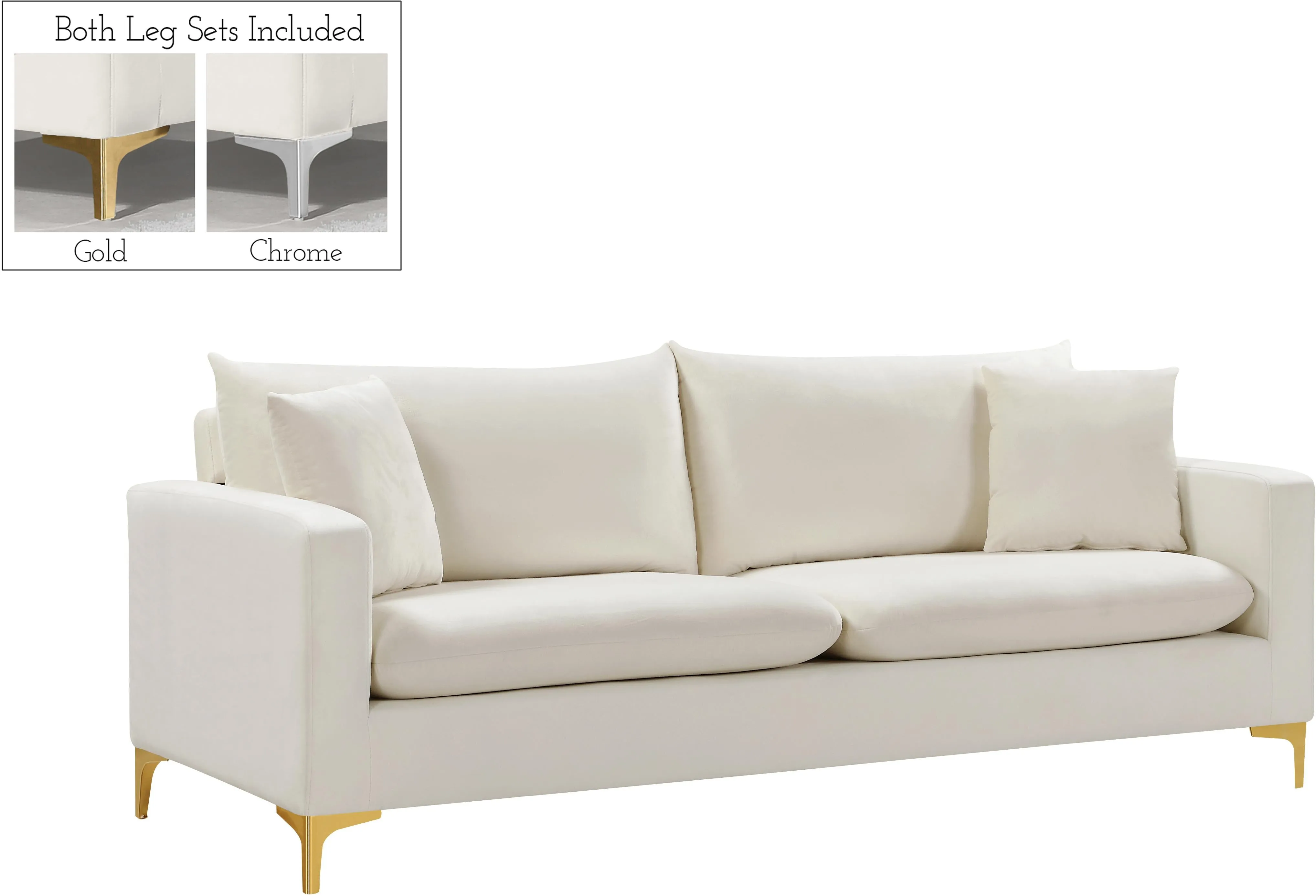 Naomi Cream Velvet Sofa