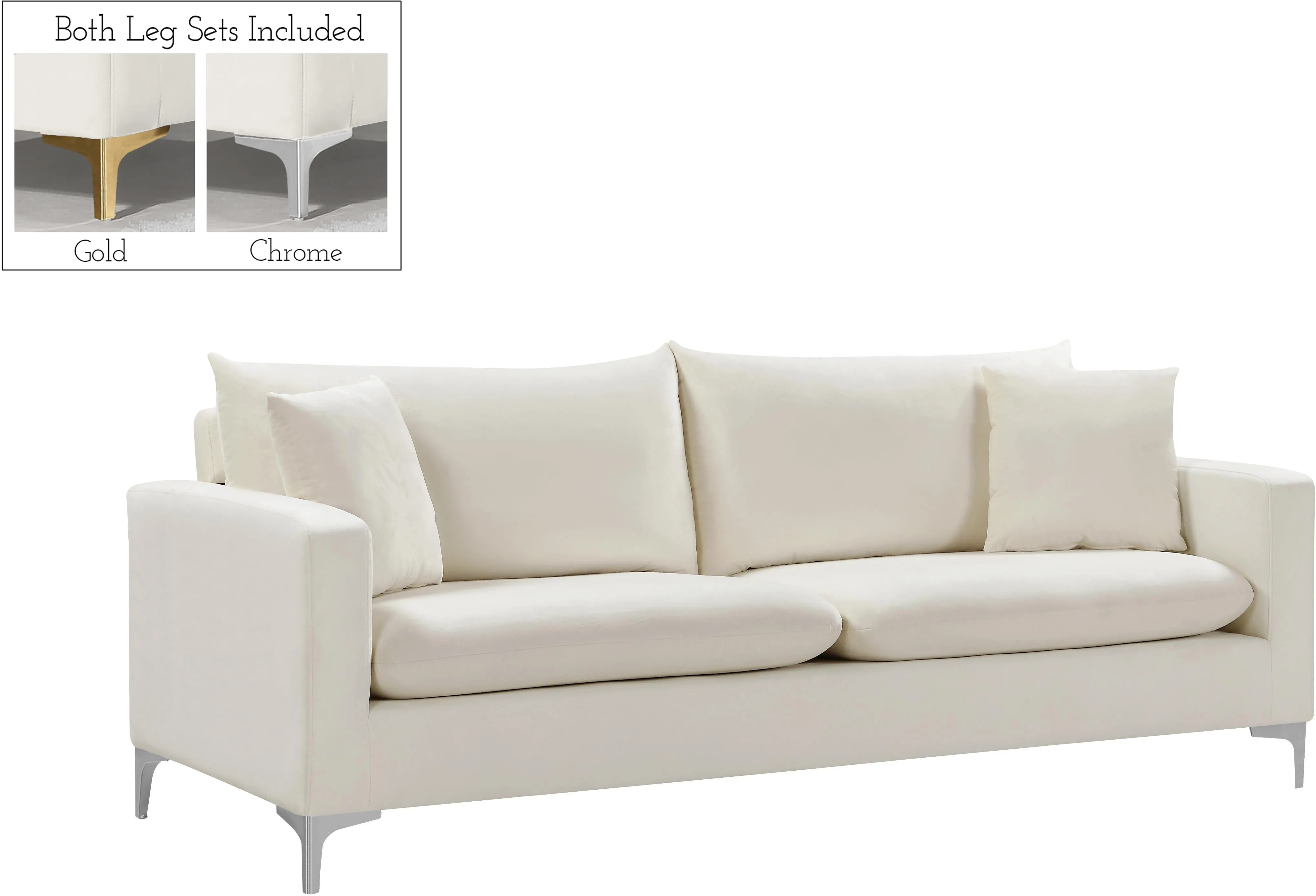 Naomi Cream Velvet Sofa
