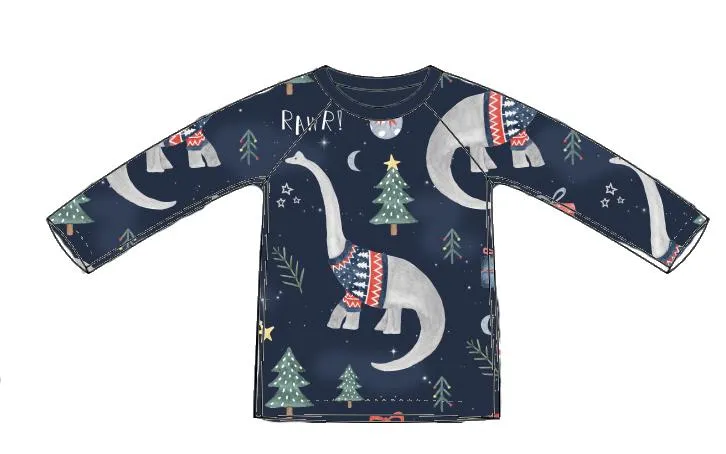 Navy Dinosaurs Long Sleeve Tee