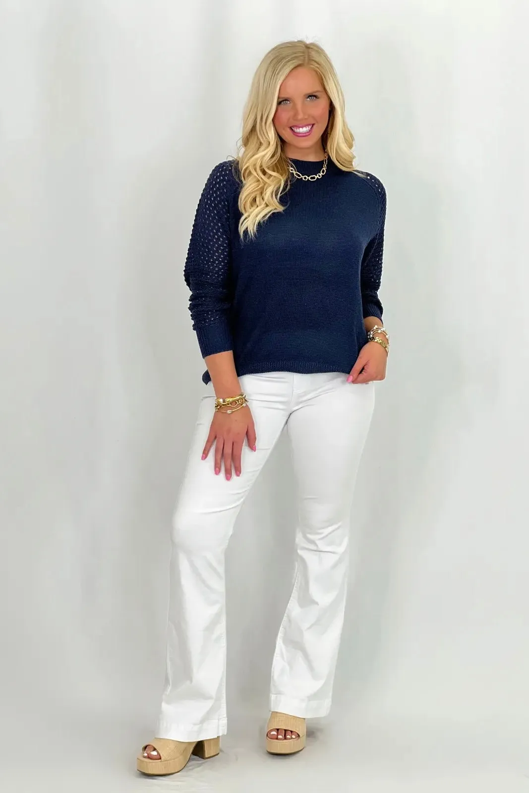 Navy Long Sleeve Knit Pullover