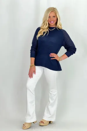 Navy Long Sleeve Knit Pullover