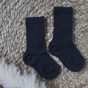 New In Meia Pata Plain Navy Blue Knee Socks