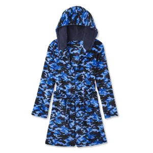 New with tags! George Boys' Plush Robe, Blue Camo! Sz S (6)