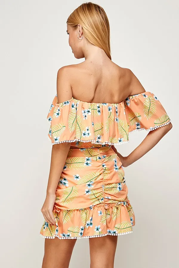Off Shoulder Top with Mini Skirt Set