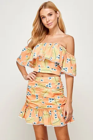 Off Shoulder Top with Mini Skirt Set