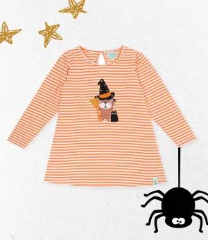 Orange Lilly As A Witch Applique Dress
