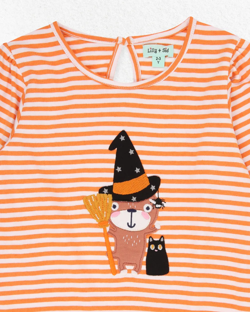 Orange Lilly As A Witch Applique Dress