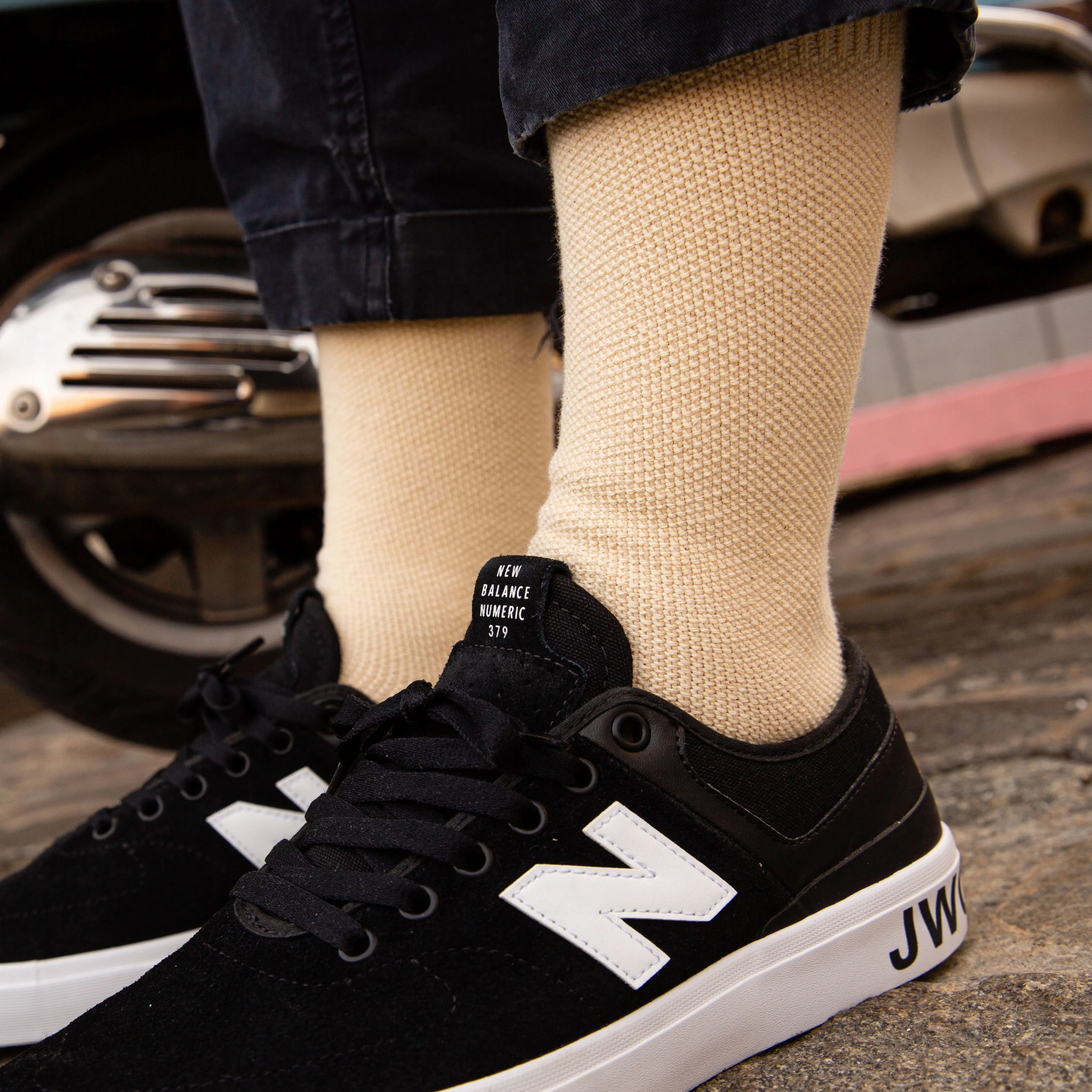 Organic Cotton Pique Knit Crew Sock