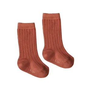 Organic Cotton Rib Socks - Clay