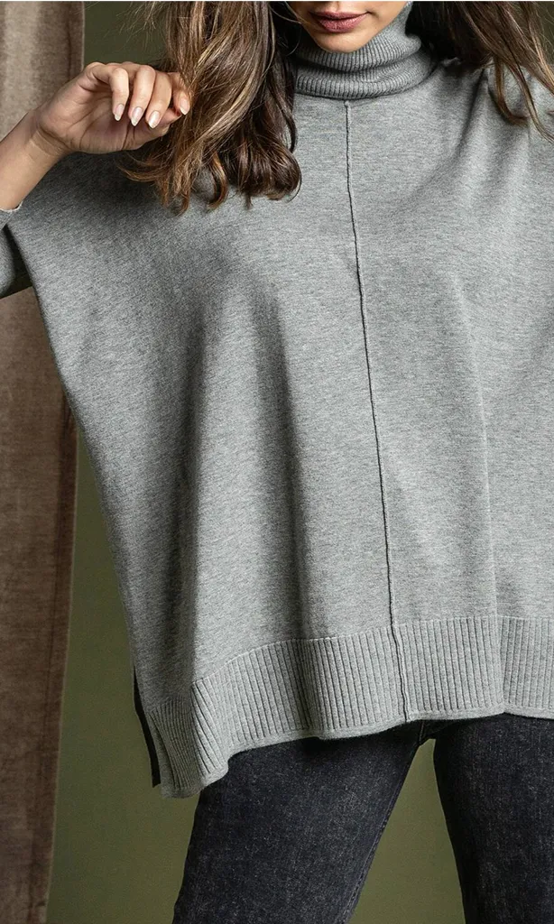 Oversized Turtleneck Drape Sweater