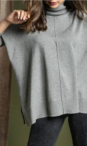 Oversized Turtleneck Drape Sweater