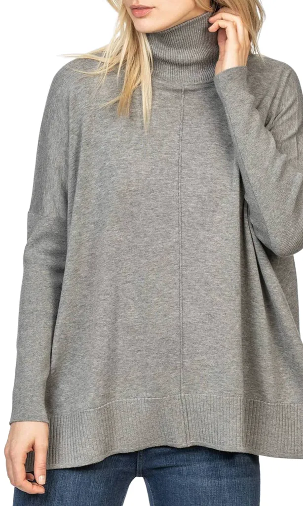 Oversized Turtleneck Drape Sweater