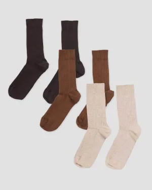 Pack - 3 Rib Overankle Socks