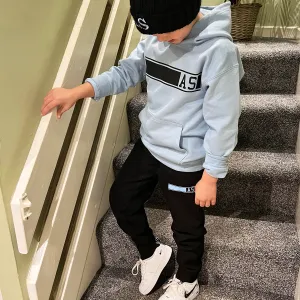 Personalised Baby Blue & Black MiniVIP© Block Tracksuit Lounge Set
