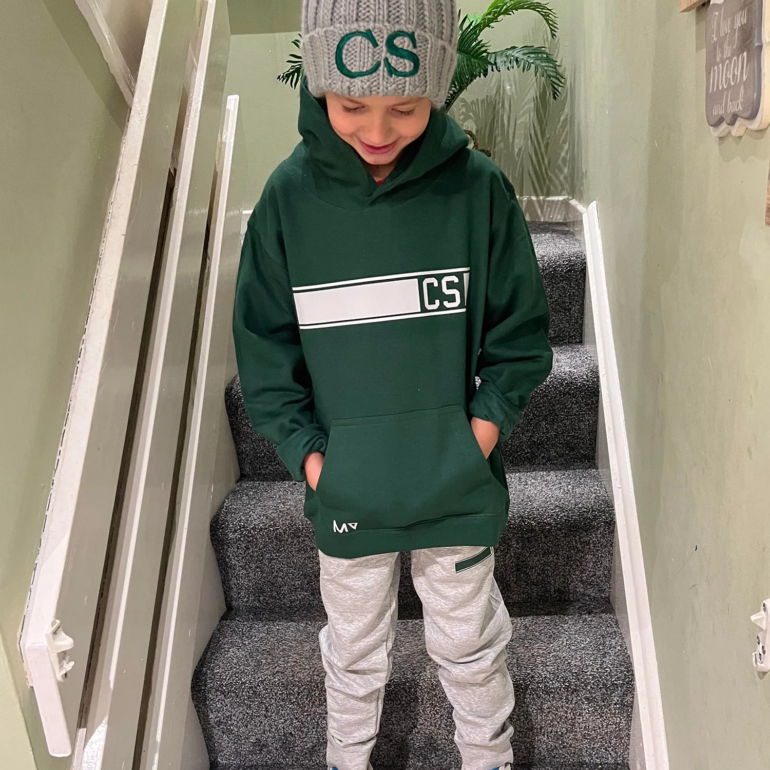 Personalised Bottle Green & Grey MiniVIP© Block Tracksuit Lounge Set