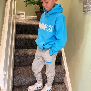 Personalised Grey & Blue MiniVIP© NEW Block Tracksuit Lounge Set
