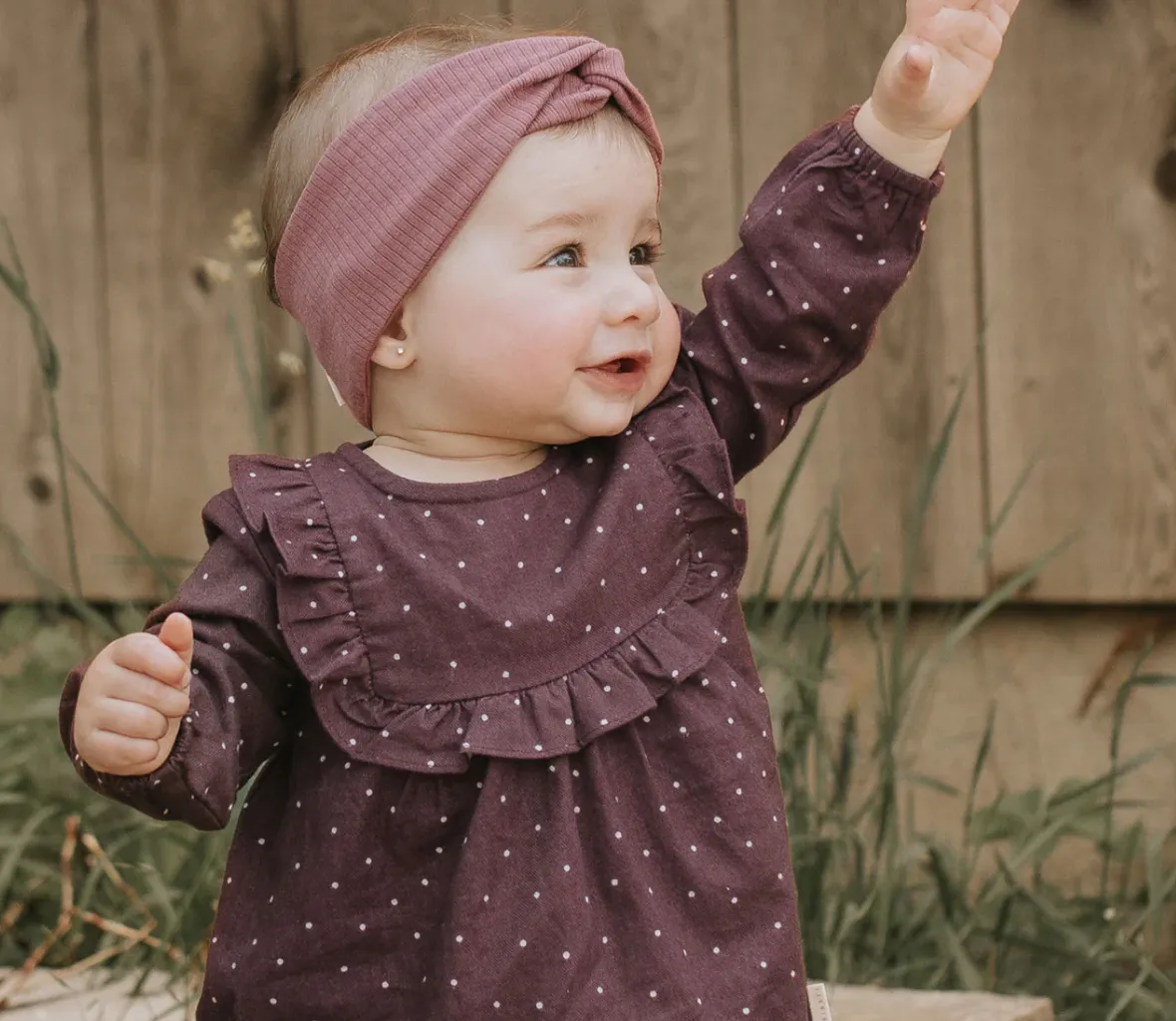 Petit Lem Creme Dots on Flannel Dress Set