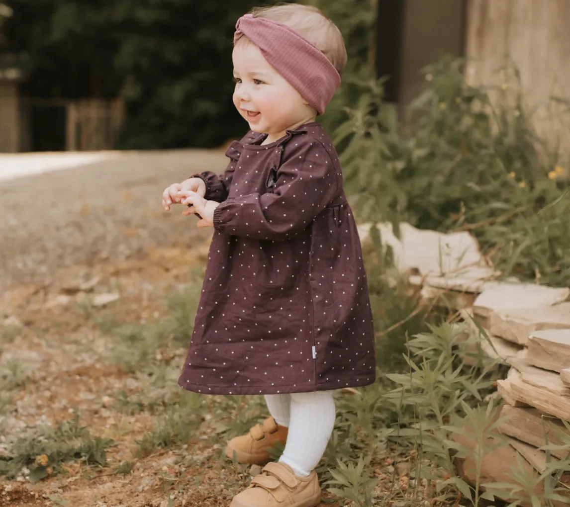 Petit Lem Creme Dots on Flannel Dress Set