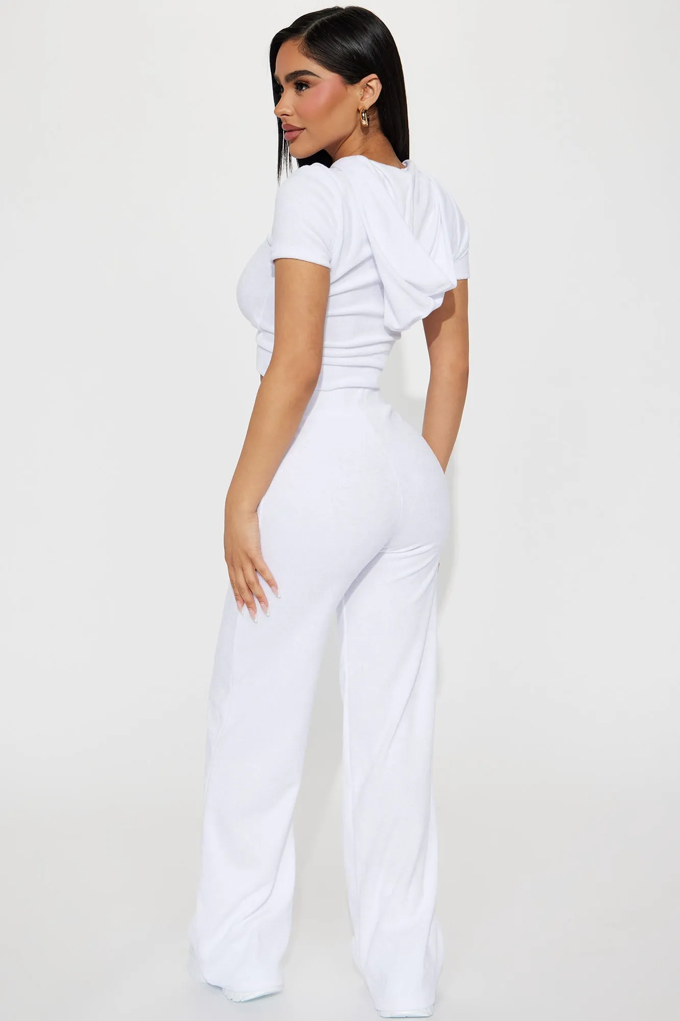 Petite Sabrina Terry Cloth Pant Set - White