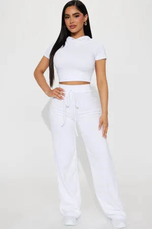 Petite Sabrina Terry Cloth Pant Set - White