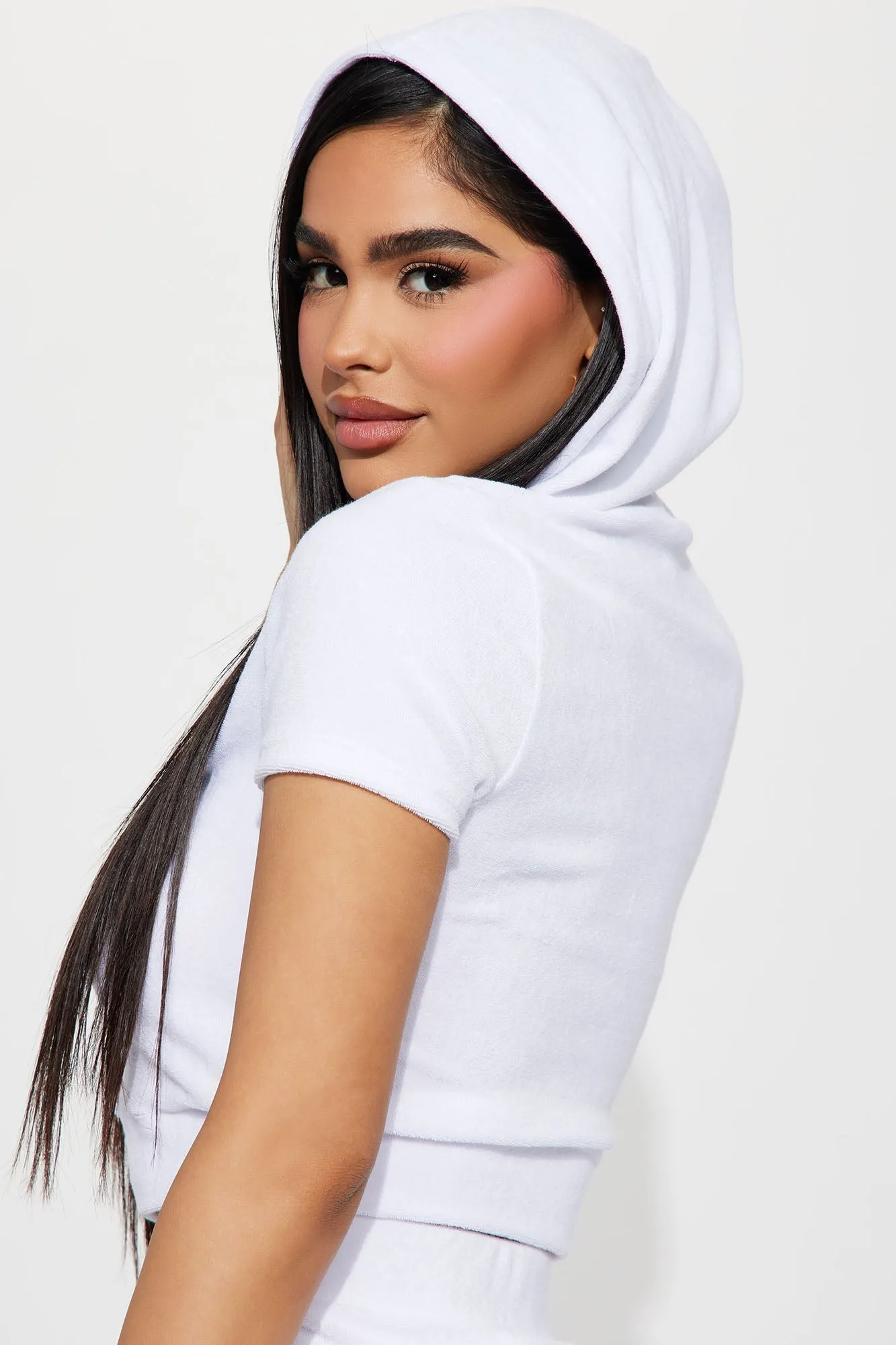 Petite Sabrina Terry Cloth Pant Set - White