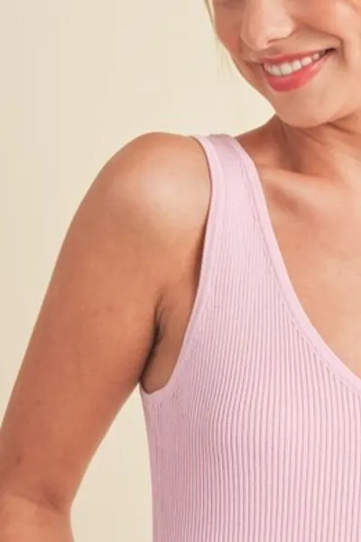 Pink Ribbed Wide Strap Knit Tank