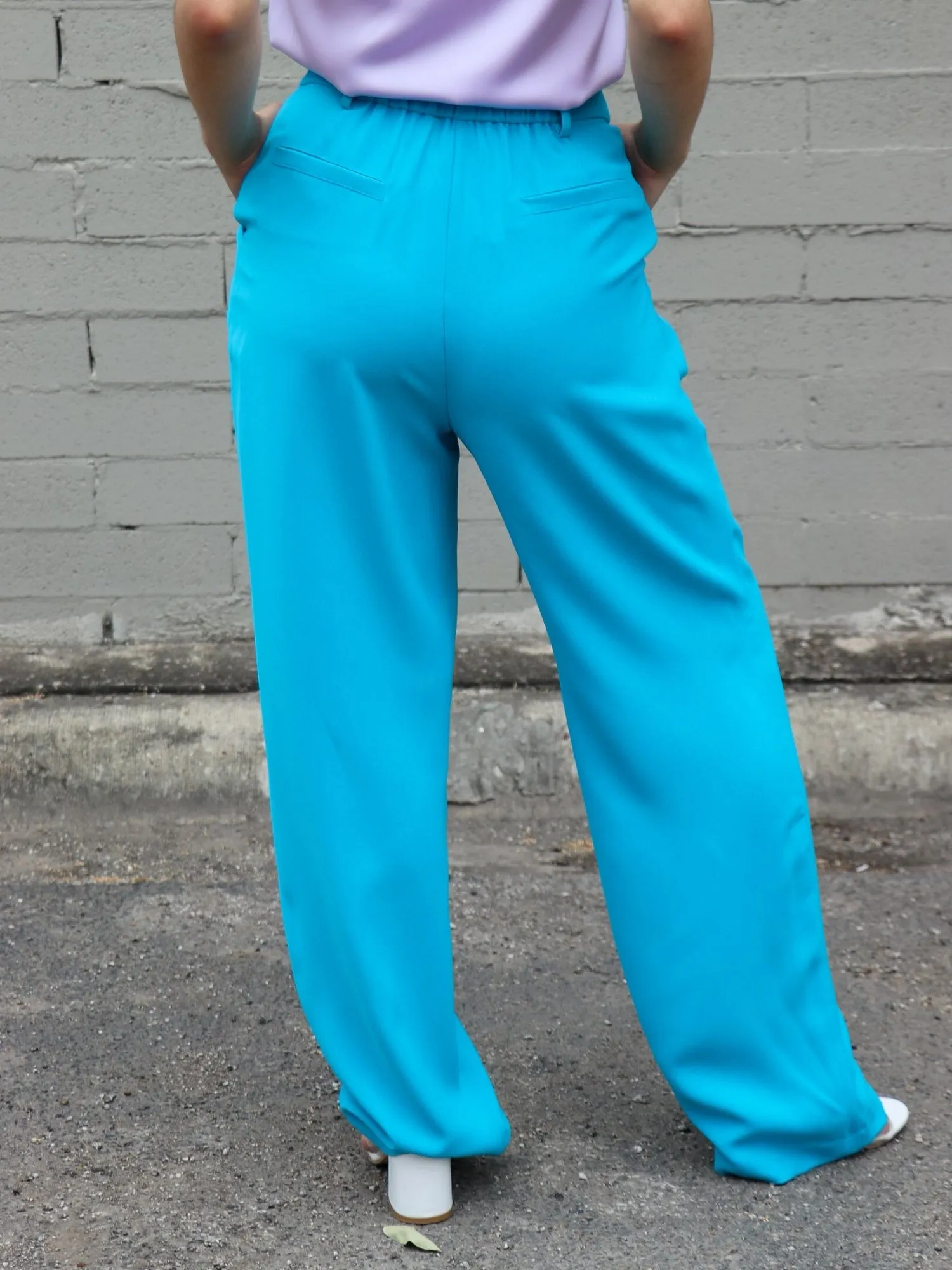 Pintuck Wide Leg Trouser Azure Blue