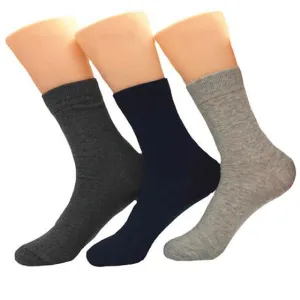 Plain Color Mens Dress Socks - Premium Cotton formal socks with Soft Elastic - 3 Pack Bundle