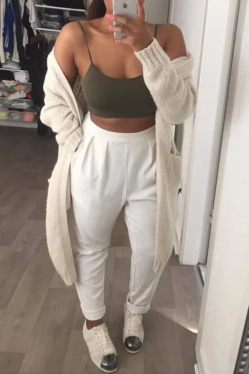 Pockets Long Sleeve Loose Cardigan