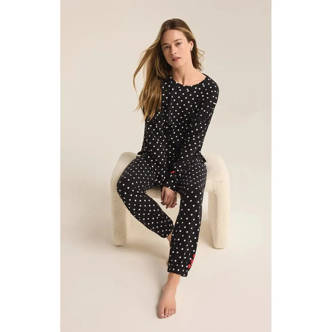 POLKA DOT BRUSHED KNIT JOGGER