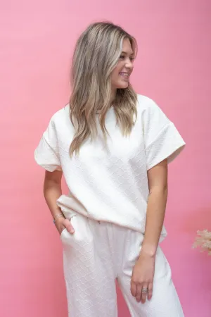 PST7759-B Cream Textured Top