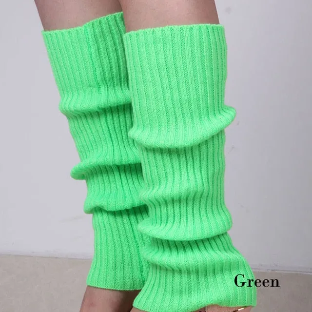 Punk Solid Black Cool Knit Long Socks Women Outdoor Knee High Elastic Leg Warmers 2021 Lady Warm Slim Gothic Hip-hop Rock Sock