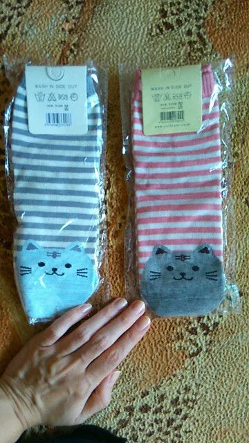 Quality Striped Pattern Cotton Cat Socks