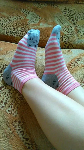 Quality Striped Pattern Cotton Cat Socks