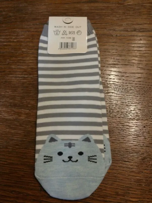 Quality Striped Pattern Cotton Cat Socks