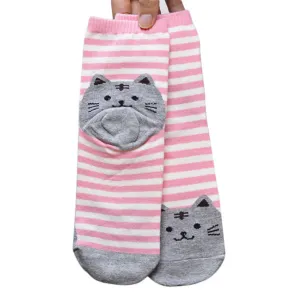 Quality Striped Pattern Cotton Cat Socks
