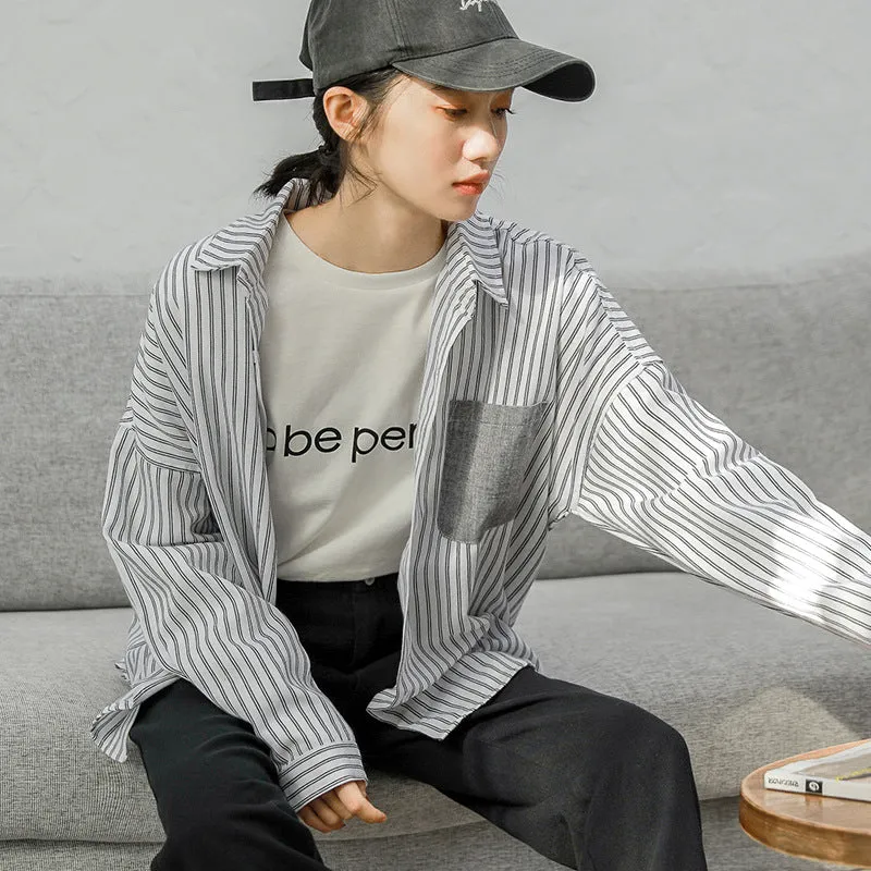 "GREY STRIPE" LONG SLEEVE SHIRT K051703