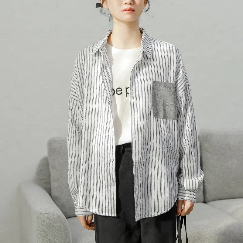"GREY STRIPE" LONG SLEEVE SHIRT K051703