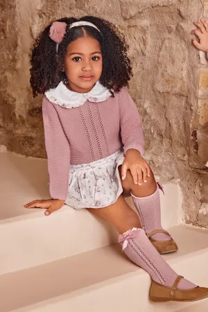 "Lottie" Dusky Pink Forest Animals Knit Top & Skirt