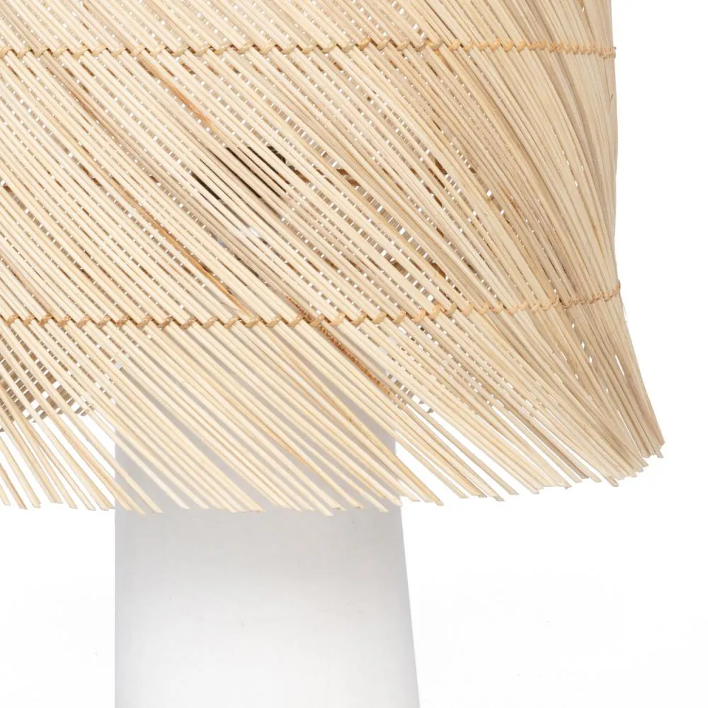 Rattan Boho Table Lamp - White
