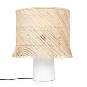Rattan Boho Table Lamp - White