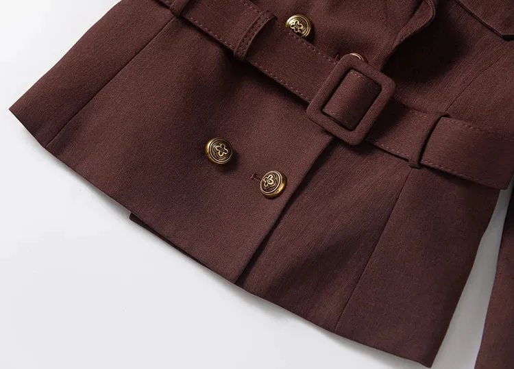 Raven Double Breasted Top   Pencil Skirt Office Lady 2 Pieces Set