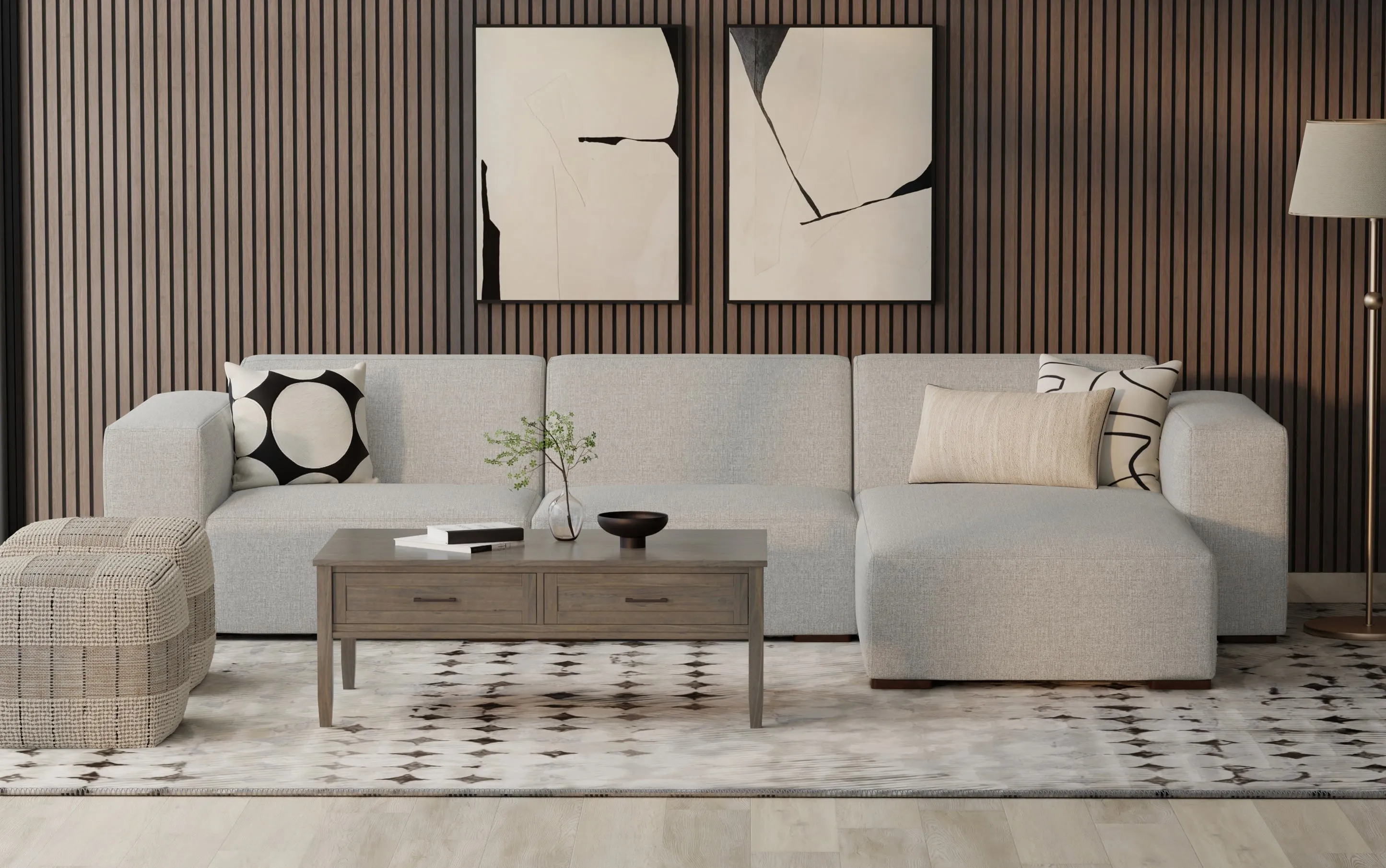 Rex 2 Seater Sofa and Right Chaise in Performance Fabric