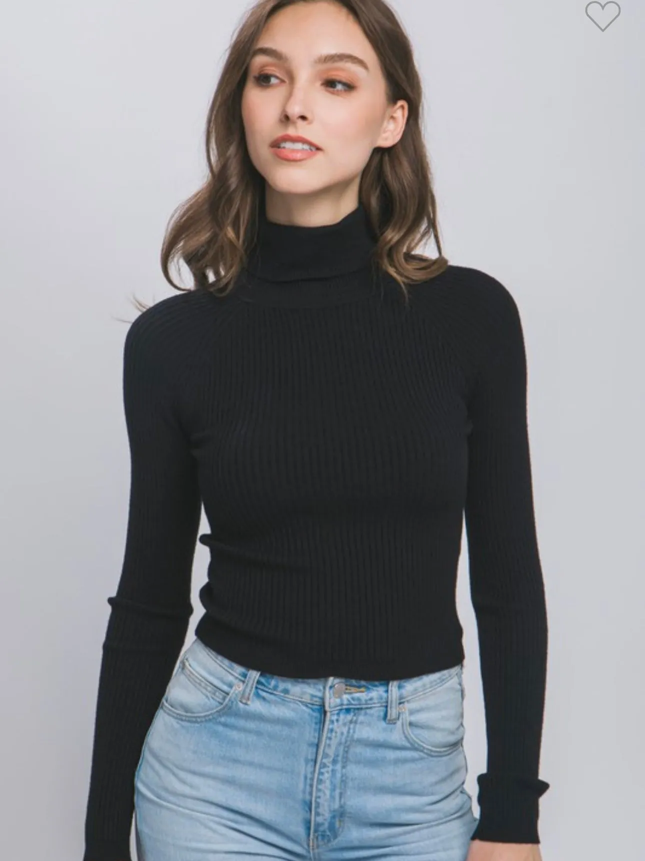 Ribbed Turtleneck: Black