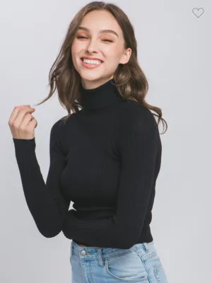 Ribbed Turtleneck: Black